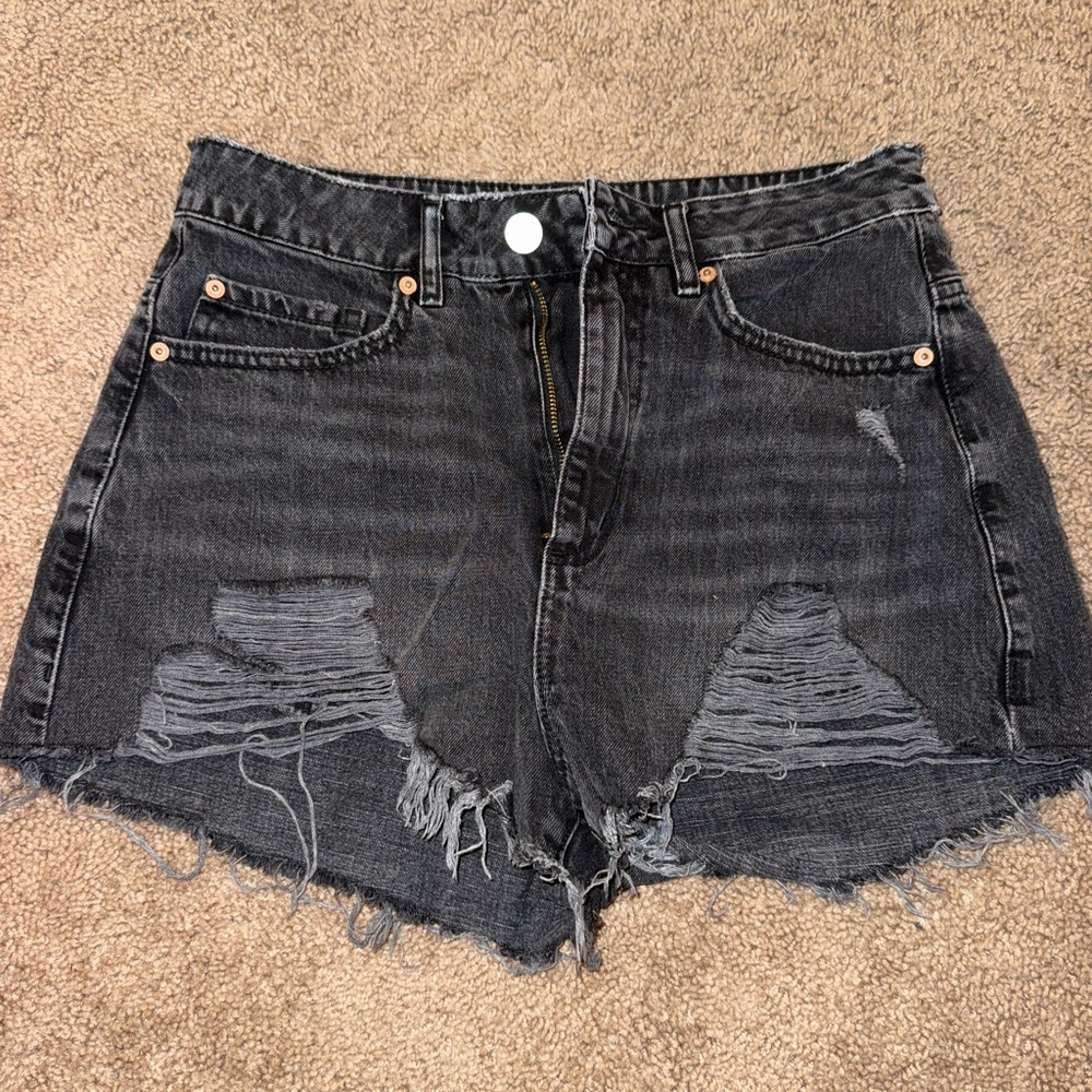Garage Black Distressed Festival Jean Shorts